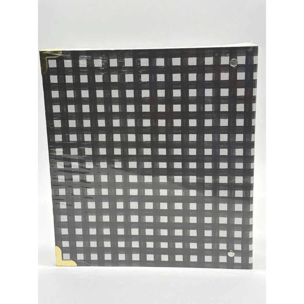 The Paper Studio 8.5x11 3-Ring Scrapbook Album Black White Buffalo Plaid 1907666